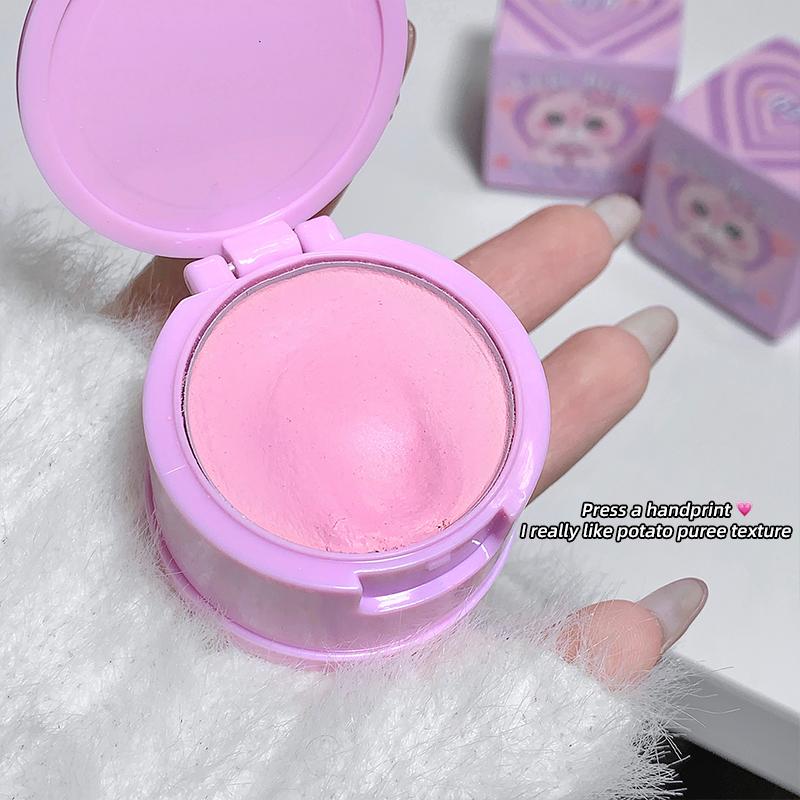 GEGE BEAR Air Cushion Blusher Powder, Cute Kitten Pink Cheek, with Mini Mirror Matte Waterproof Blush