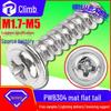 304 Stainless Steel Pan Head Self-Tapping Screw with Washer Flat Tail