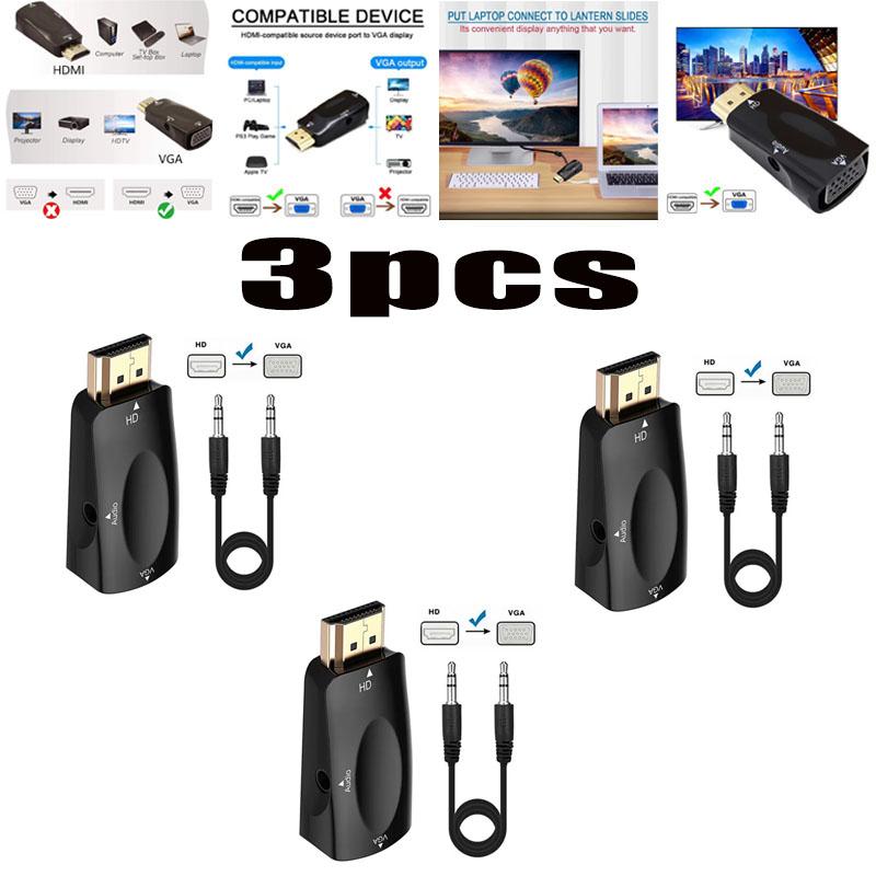 HDMI-compatible to VGA Cable Converter Male To Famale Converter Adapter 3.5 mm Jack Audio HD 1080P For PC Laptop Tablet