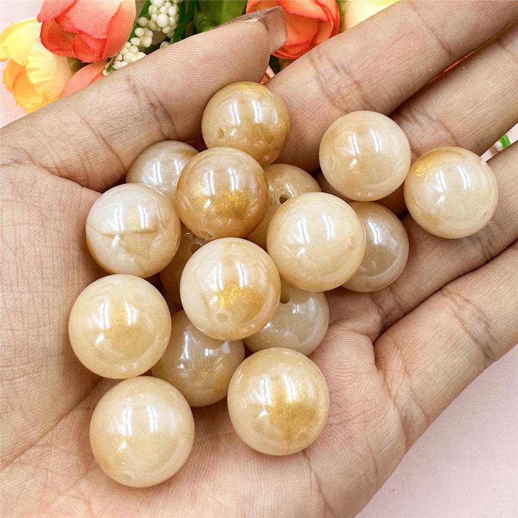 Высококачественные круглые 20 шт. материалы из бисера для изготовления браслетов и сережек акриловые ювелирные изделия глазурованный золотой порошок DIY ювелирные аксессуары свободные бусины 16 мм