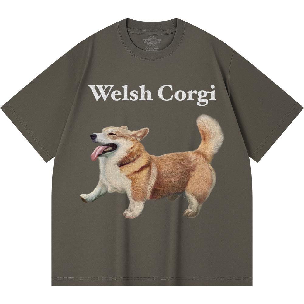 Футболка из 100% хлопка плотностью 230 г/м2 с принтом вельш-корги, забавная футболка из чесаного хлопка в стиле Харадзюку