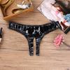 Adults Womens Open Crotch High Cut Thong Elastic Waistband Wet Look Patent Briefs Lingerie
