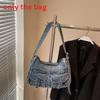 Fashion Large Capacity Denim Bag For Women With Seam Detailing And Shoulder Strap