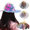 Womens Bamboo Summer Floral Pattern Foldable Sunshade Hat Fashionable Adjustable Multifunctional Fabric Art Outdoor 9 Styles