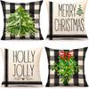 Christmas 4 Piece Throw Pillow Set Red Throw Pillow Sofa Cushion Linen Printed Cushion Bedside Cushion
