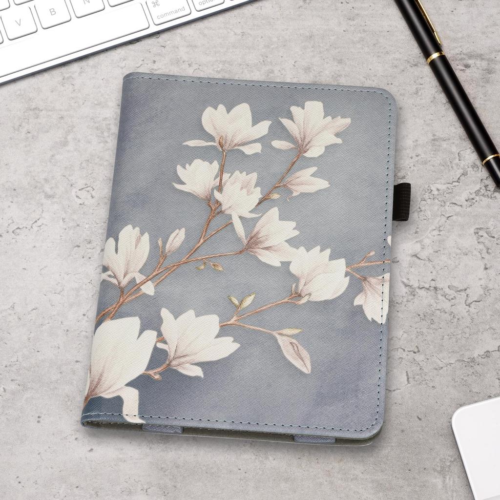 Kwmobile Amazon Kindle Paperwhite Generation 2021 Compatible Case Cover PU Leather Auto Sleep Reader Protection Magnolia Design Gray 11. - E-book -