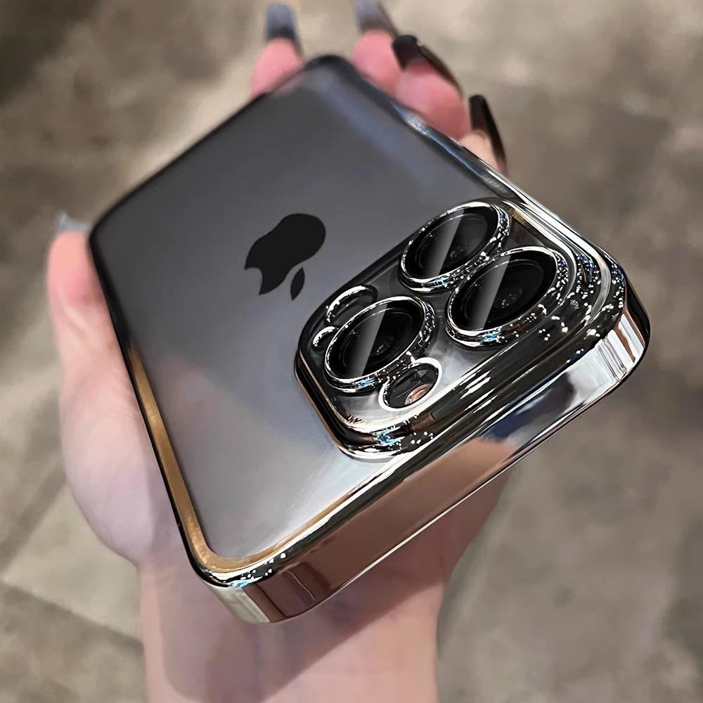 Luxury Plating Lens Protection Transparent Case For iPhone 16 Pro Max 15 14 Plus 13 12 Mini 11 Pro Soft Silicone TPU Clear Cover