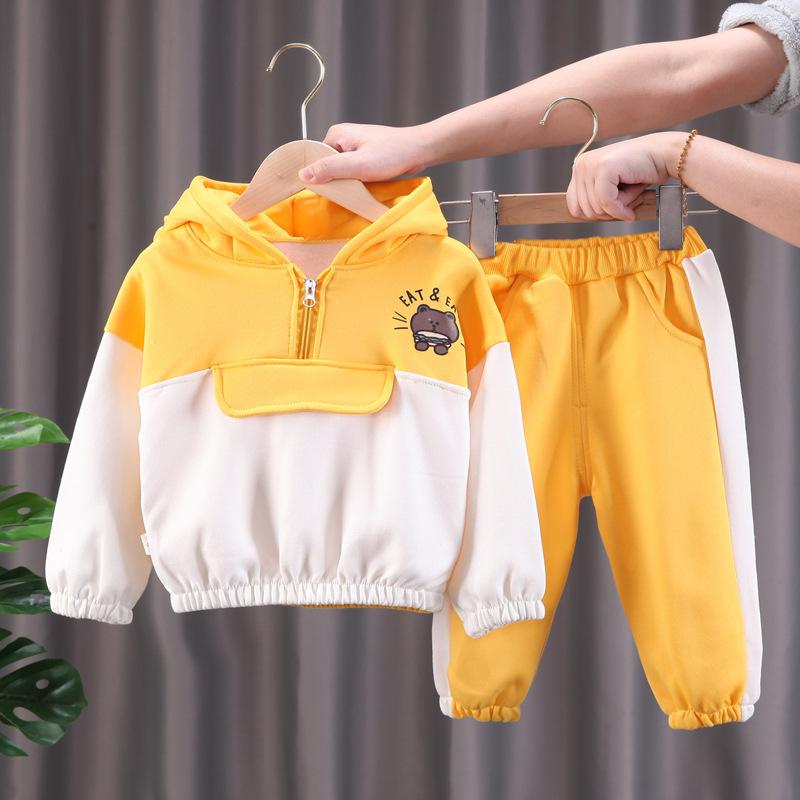 New Winter Girls Plush Set for Boys Casual Sports Two-piece Set for Baby Toddler Outdoor Clothing Sets