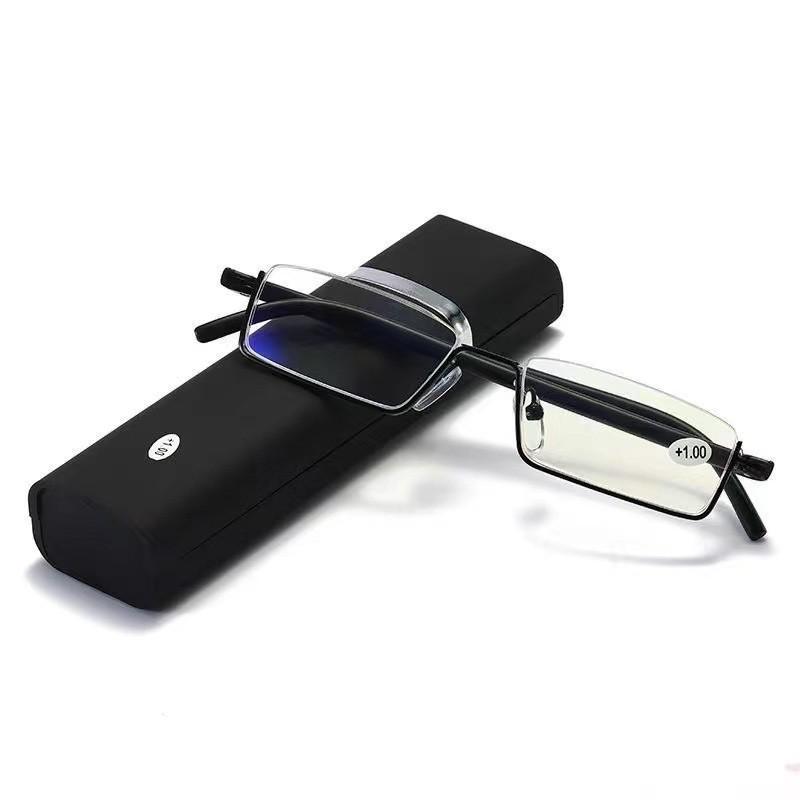 Портативные очки для чтения с защитой от синего света, с цветочным узором, 2024 год, для мужчин и женщин - Элегантные безободковые/полуободковые очки для пресбиопии с держателем для ручки