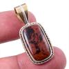 Natural Mahogany Obsidian Gemstone 925 Solid Silver Two Tone Pendant 1.50'' V0g44