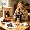 Parent Child Art Project Highland Cow Hat Crochet Kit, Halloween Pumpkin Spider Hood Handmade Winter Headwear DIY Craft Kit for Adults Teens Diy
