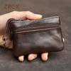 Genuine Leather Mini Coin Purse Head Layer Cowhide Card Bag Handmade Zipper Wallet Car Key Case Short Lady Wallet Key Case