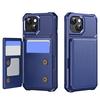 For iPhone 15 Plus Case Card Slot Kickstand Leather+TPU Reinforced Corner Phone Cover