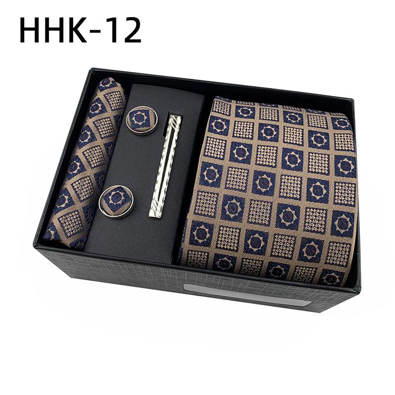 Men'S Tie Square Cuff Tie Clip Gift Box Set Business Casual Tie Black Gift Box