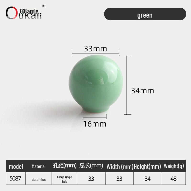 Красочная керамическая ручка для шкафов и ящиков - Круглая, одно отверстие