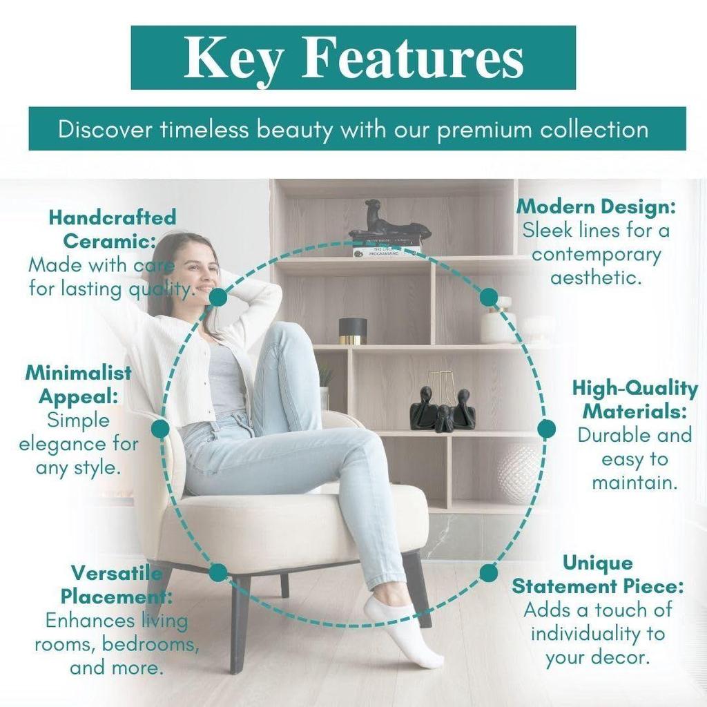 Последняя статуэтка «Пара и семья» | Керамическая скульптура «Мыслитель» | Предметы домашнего декора для гостиной | Настольный артефакт (Белый | Набор из 3 шт.)