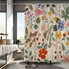 1 Vintage Floral Shower Curtain - Colorful floral and butterfly pattern, machine washable polyester, hooks included
