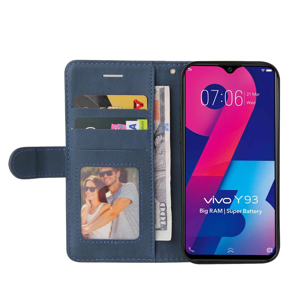 Для vivo Y15, Y93, Y85, Y53, V21e, Y20, Y20S, Y11S, Y21, Y76, Y15S, Y27, V27 5G... Линейный узор Стиль Сращивание Дизайн Искусственная кожа Флип-подставка Кошелек Чехол для телефона
