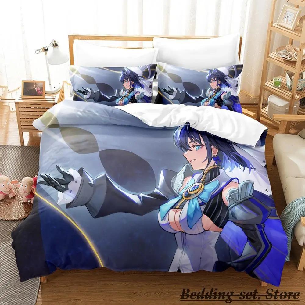 Ouro Kronii Bedding Set Single Twin Full Queen King Size Bed Set Adult Kid Bedroom Duvetcover Sets Anime Parure De Lit Bed
