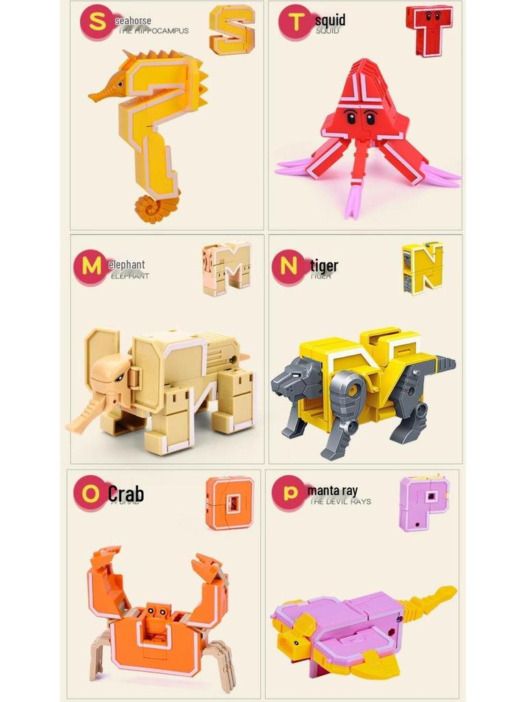 GUDI Newle 2926 Трансформирующийся Алфавитный Робот-Динозавр - Совместим с Кирпичиками Лего для Обучающей Сборки (мальчиков)