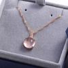 Feminine Natural Pink Crystal Pendant Muse Hibiscus Stone Pendant Inlaid Necklace Silver Plated Jewelry