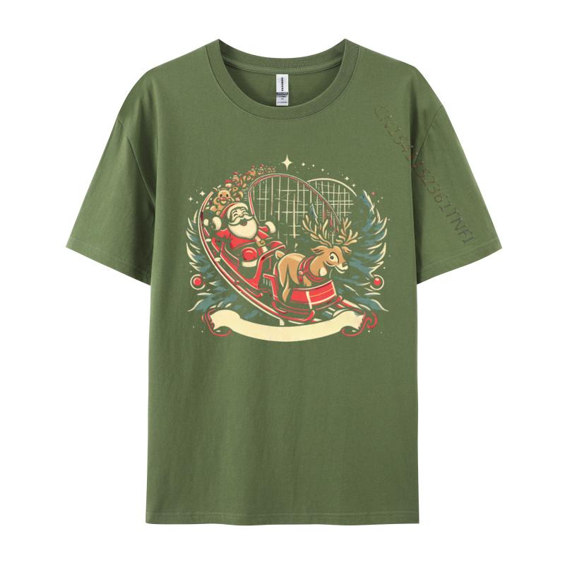 Funny Xmas Christmas Roller Coaster Santa Go For A Ride Day Tshirts Hip Hop Tops Shirts For Boys Cotton Top Tshirts
