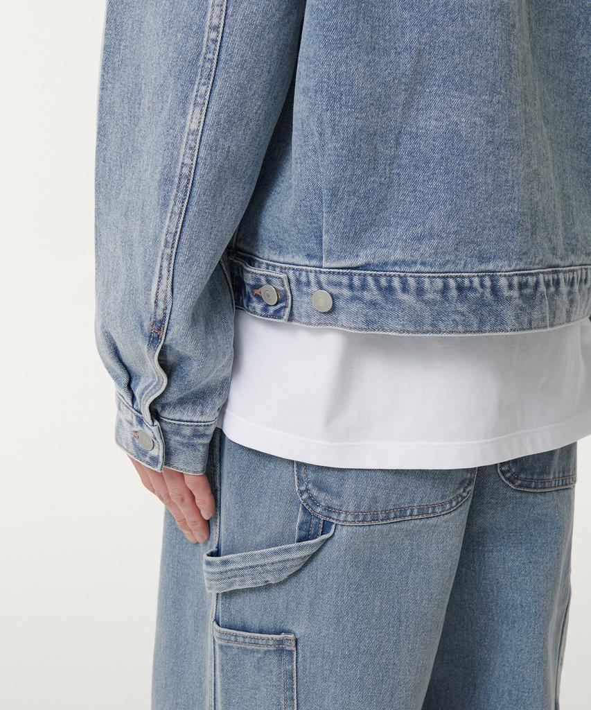 Musinsa Standard Свободная джинсовая куртка-тракер с воротником-стойкой [Светло-синий]