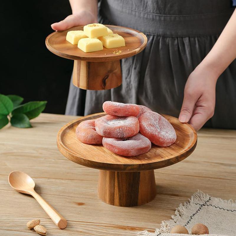 Wooden Photography Props Desktop Tabletop Multipurpose Tall Footed Fruit Desserts Cake Snacks