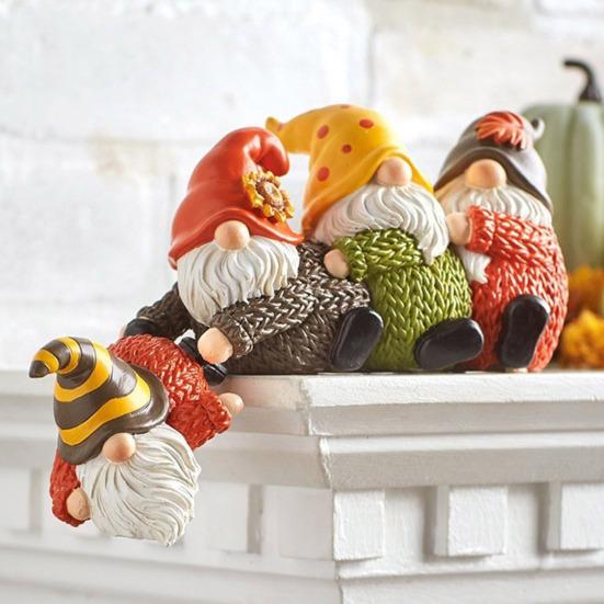 Рождественский гном, сидящий на полке, статуэтка, подвеска на край стола, украшение в виде четырех безликих гномов, рождественская вечеринка, полимерная фигурка, украшение для дома, офиса