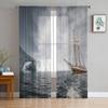 Тюлевые шторы для гостиной, корабль, кубик льда, холодная спальня, кабинет, окно, прозрачные шторы, кухня, балкон, интерьер, вуаль, шторы
