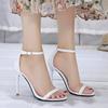New Sexy Elegant Banquet Party High Heels Summer Solid Color Simple Fashion Buckle Comfortable Casual Sandals Shoes for Women
