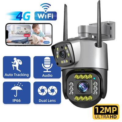 8-мегапиксельная Wi-Fi 4G PTZ-камера HD с двойным объективом, 10-кратным зумом, уличная камера видеонаблюдения IP, ИИ-детекция человека, ночное видение, камеры видеонаблюдения CCTV
