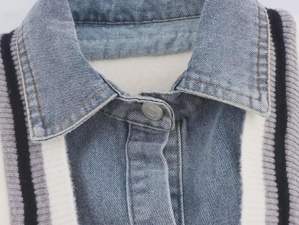 Женский европейский джинсовый вязаный кардиган-свитер