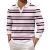 Men's Casual Fashion Printed Lapel Long-sleeved Knitted Bottoming Shirt Top