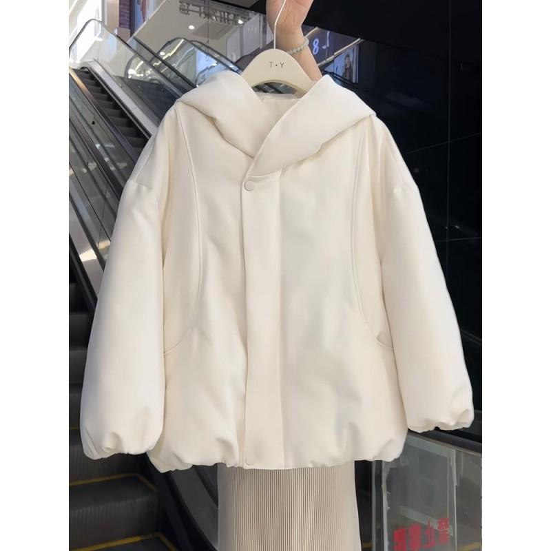 Womens Oversized Hooded Cotton Puffer Jacket Winter Warm Loose Fit Solid Color Short Coat 2026