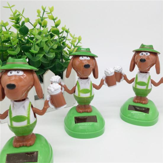 Cute Dog Popcorn Solar Power Swinging Doll Car Interior Ornament Kids Toy Gift