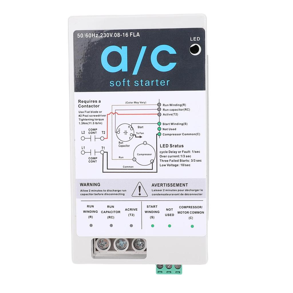 AC Soft Starter Module Compact Home Air Conditioner Soft Start Kit Reverse Motor Guard for HVAC Generators Utility
