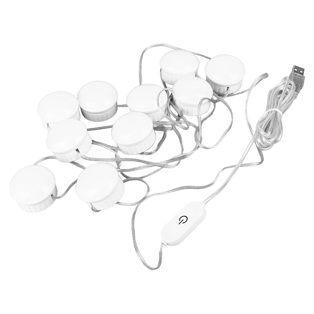 LED Mirror Light 5 Level Brightness Adjustment Touch Switch 10 Bulbs White Light Mirror Lamp with