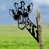 Funny Peeping Animal Metal Art Statue - Black Steel Silhouette, Laser Cutout Animal Shape Decor for Outdoor Farmhouse Garden