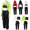 3Pcs Girls Hip Hop Dance Costumes Kids Street Dance Clothes Set Cropped Hoodie Tank Top Sweat Pants Set