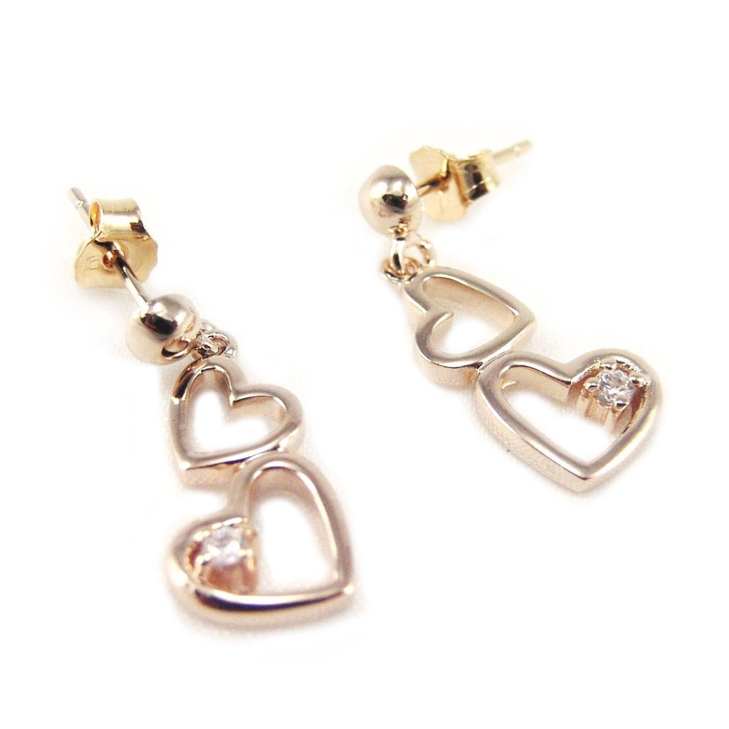 Les Trésors De Lily [F1325] - Gold Plated Earrings 'Mélodie d'Amour' White Gold - 22x8 Mm