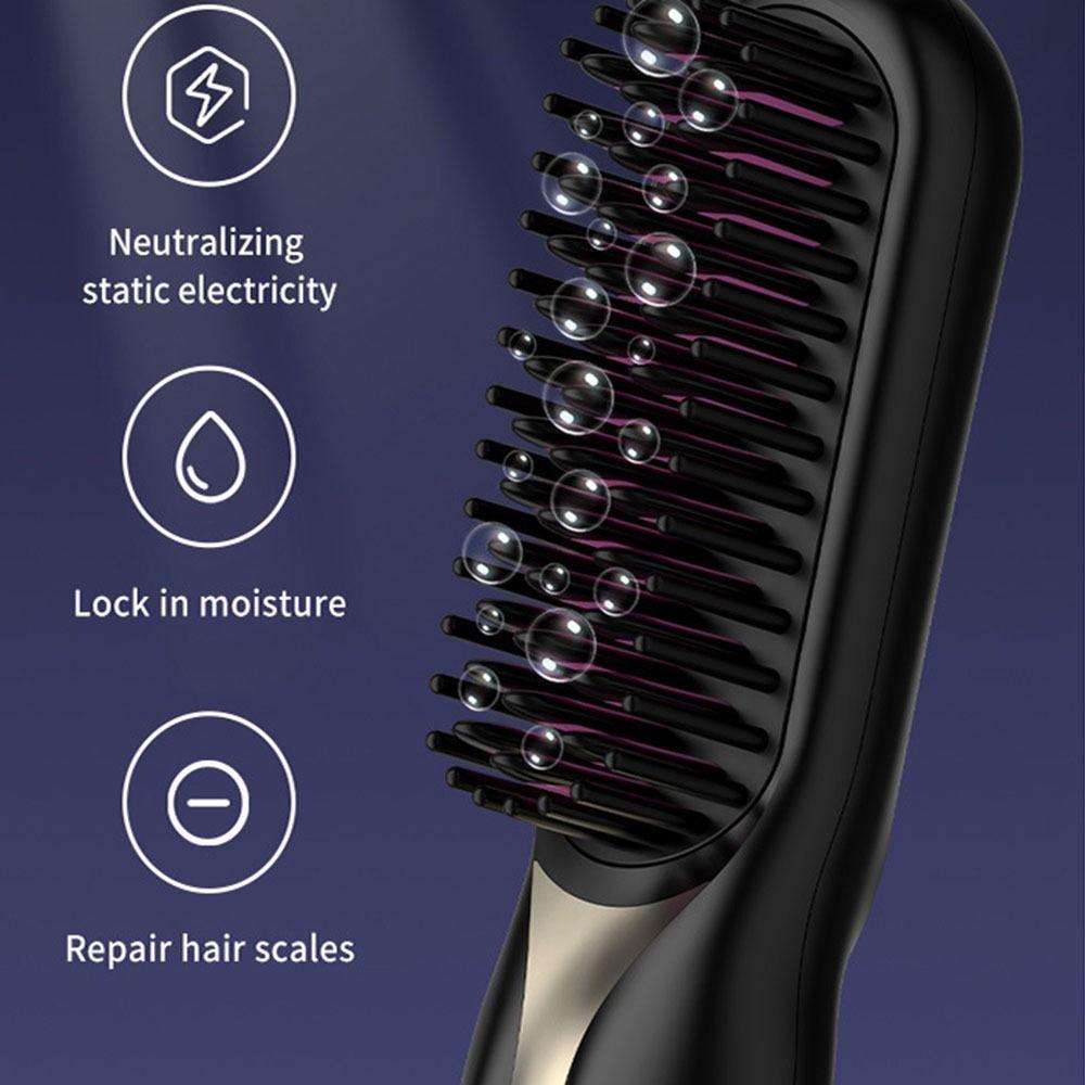 Перезаряжаемый электрический горячий гребень, выпрямитель для волос, не допускающий ожогов, щетка для выпрямления волос, девочка