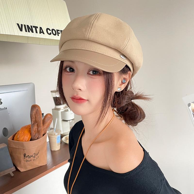 Восьмиугольная кепка для детей Ретро и универсальная Теплая кепка газетчика Ветрозащитная и подчеркивающая лицо Маленький берет для осени и зимы