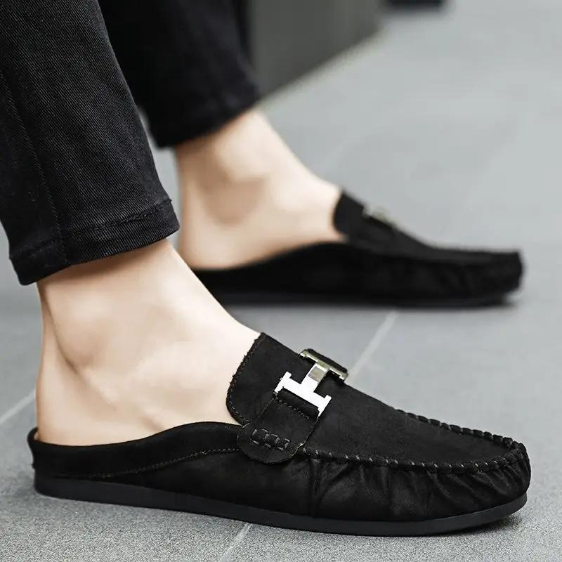 Мужская обувь мюли шлепанцы половина 2024 модные мужские тапочки плоский стиль хлопушки резиновые летняя распродажа Y2k дизайнерские роскошные удобные