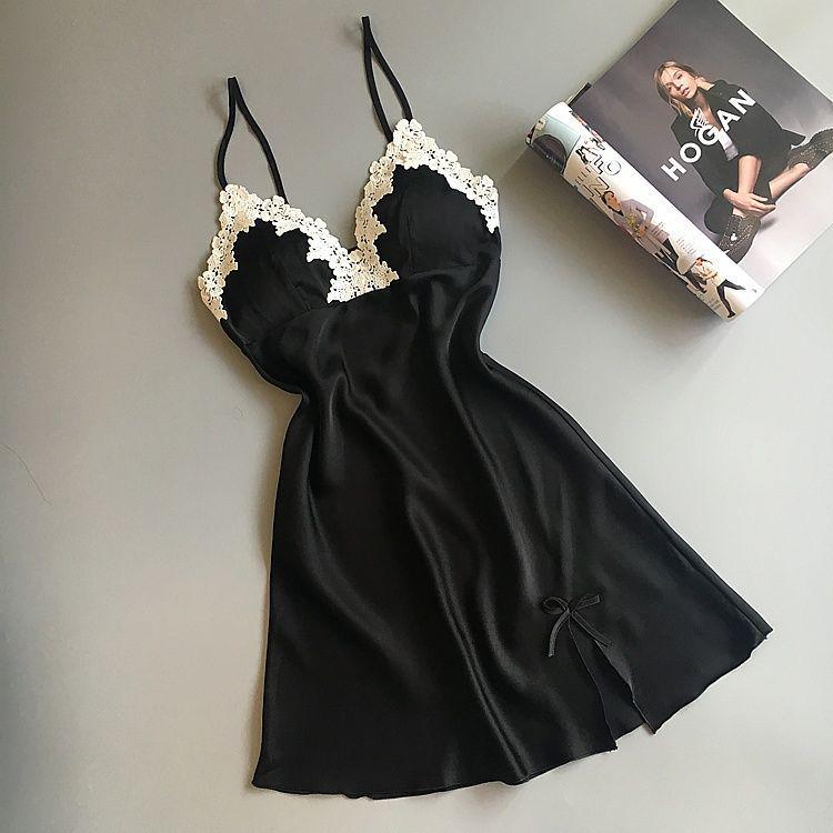 Летняя женская ночная рубашка: Сексуальная короткая пижама с подтяжками и нагрудником