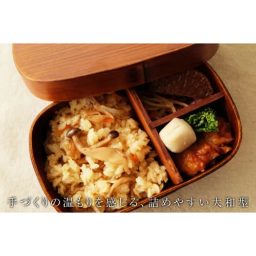 Miyoshi Lacquerware Honpo Magewappa Bento Box, Yamato Style, Oval, Single Tier, 700ml, Brown, Natural Wood, for Men and Women