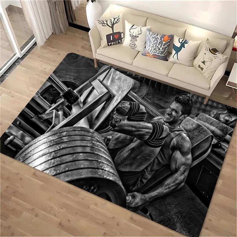 3D Printing GYM Theme Large Area Carpets for Home Living Room  Children's Bedroom Sofa Doormat Kitchen Floor Rugs Anti-slipDecor