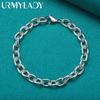 925 Sterling Silver Ring Buckle Charm Chain Bracelet For Women Man Fashion Wedding Celebration Party Jewelry