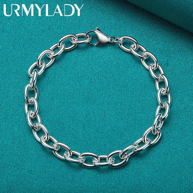 925 Sterling Silver Ring Buckle Charm Chain Bracelet For Women Man Fashion Wedding Celebration Party Jewelry