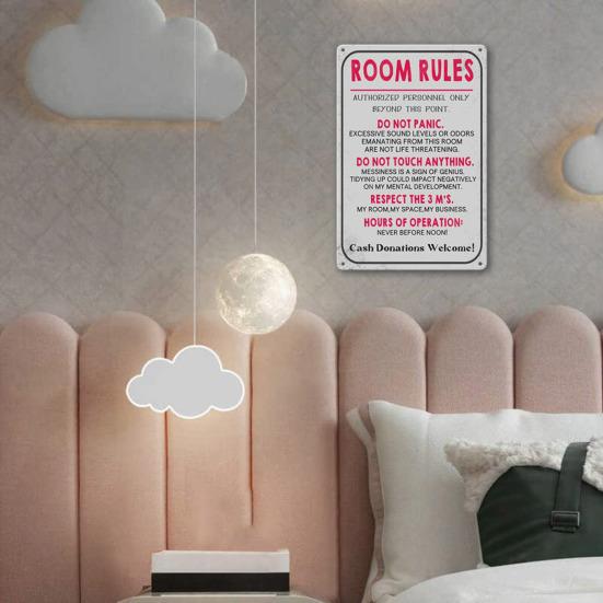 Розовый Комната Правила Знак Подростки Девочки Мальчики Спальня Игровая Комната Общежитие Смешной